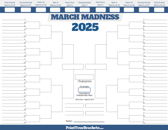 printable-march-madness-bracket-2025 March Madness 2025